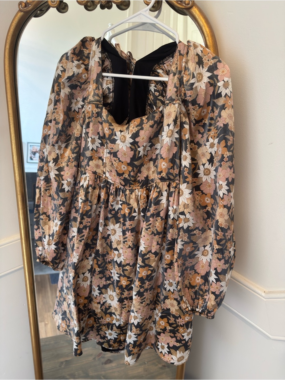 mittoshop floral puff sleeve mini dress size medium